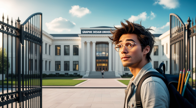 studying graphic design at a college