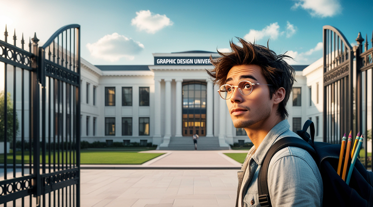 studying graphic design at a college