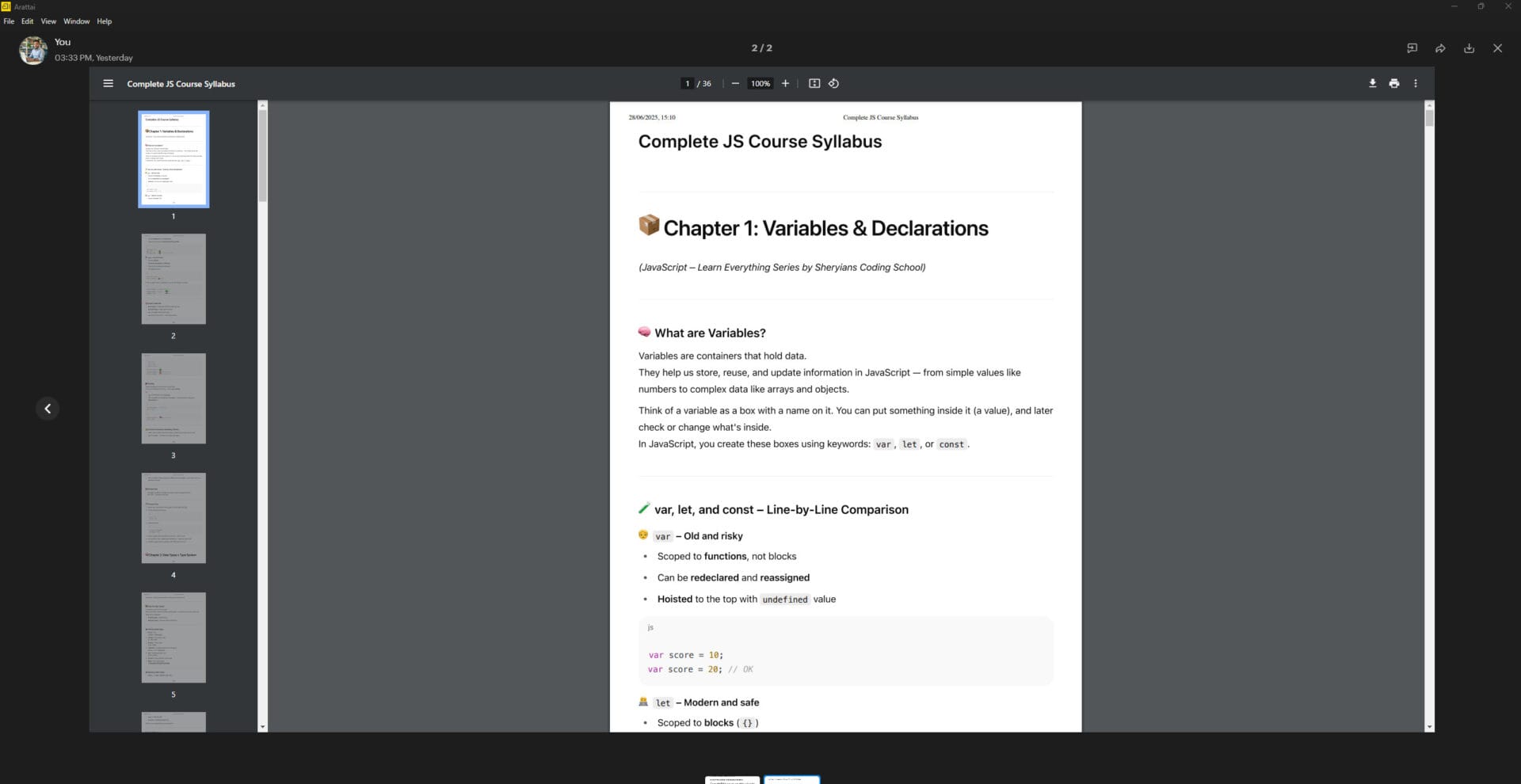 in App document reading in Arattai
